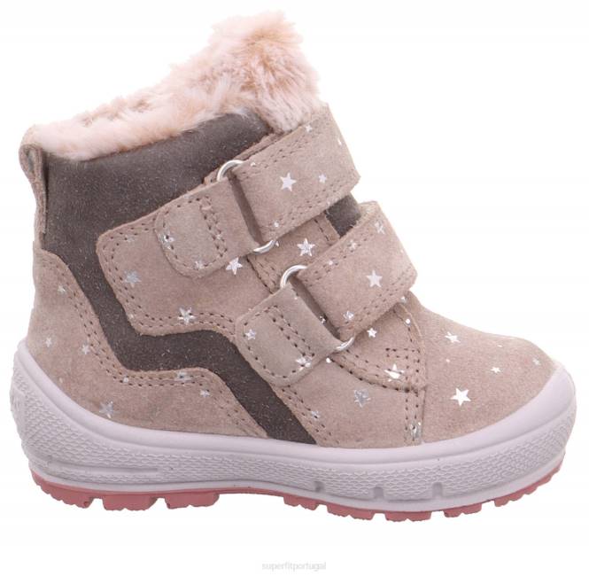 Superfit bege/cinza bebês groovy - bota com fecho de velcro JFFX453