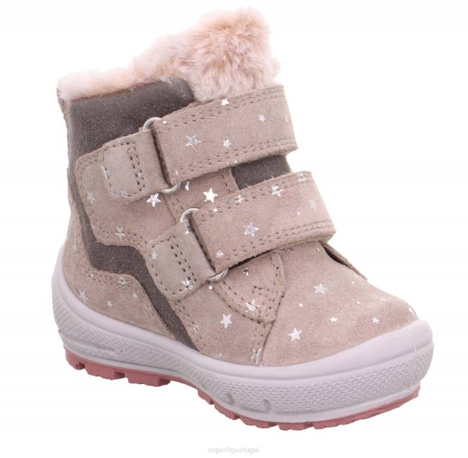 Superfit bege/cinza bebês groovy - bota com fecho de velcro JFFX453