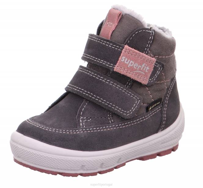 Superfit cinza/rosa bebês groovy - bota com fecho de velcro JFFX494
