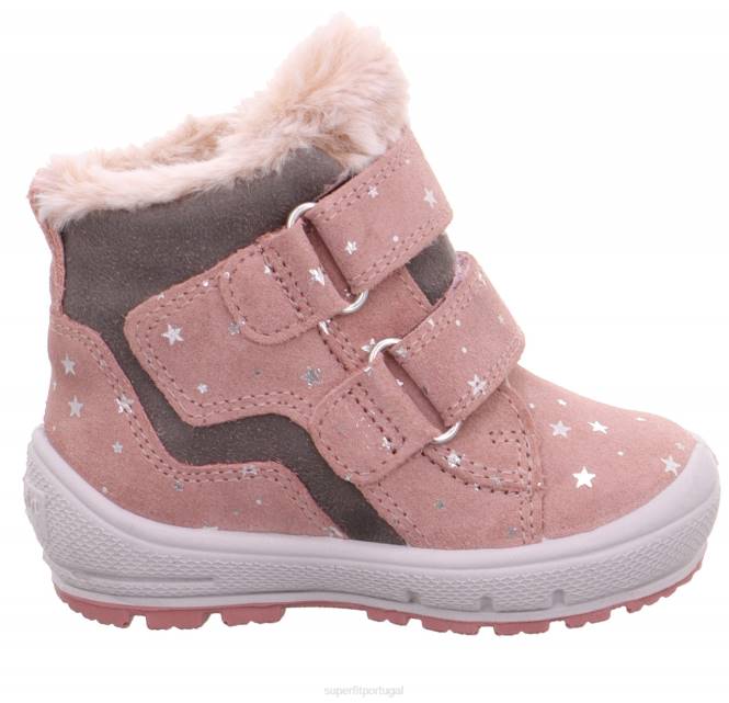 Superfit rosa/cinza bebês groovy - bota com fecho de velcro JFFX445