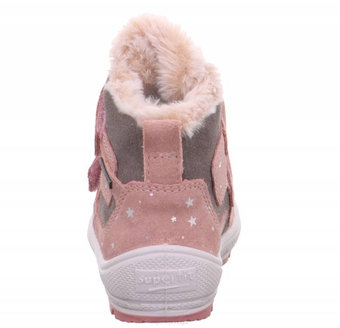 Superfit rosa/cinza bebês groovy - bota com fecho de velcro JFFX445