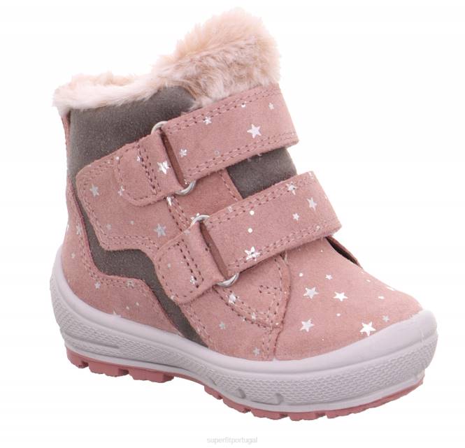 Superfit rosa/cinza bebês groovy - bota com fecho de velcro JFFX445