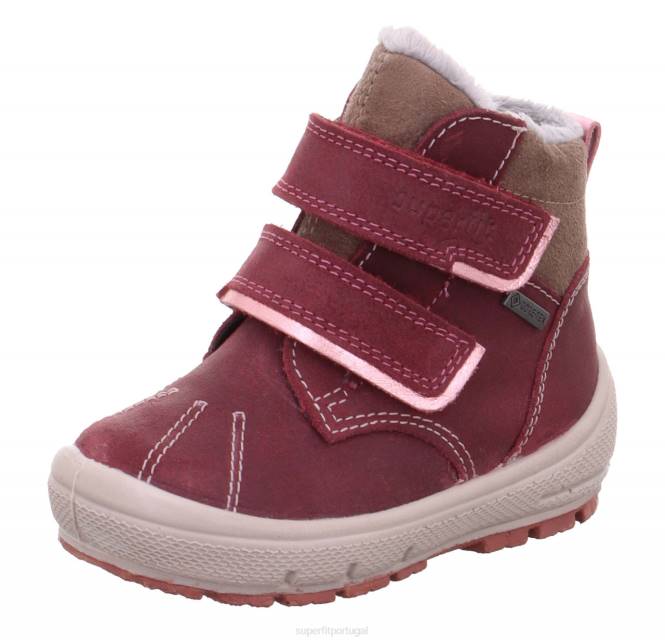 Superfit rosa/cinza bebês groovy - bota com fecho de velcro JFFX450