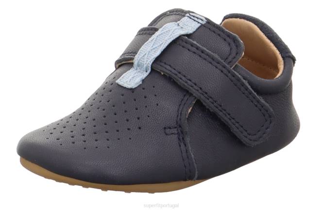 Superfit azul/azul claro bebês papageno - chinelo com fecho de velcro JFFX501