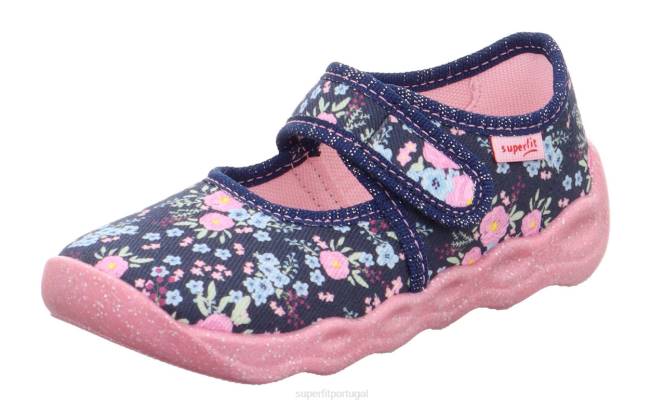 Superfit azul/multicolorido bebês bubble - chinelo com fecho de velcro JFFX132