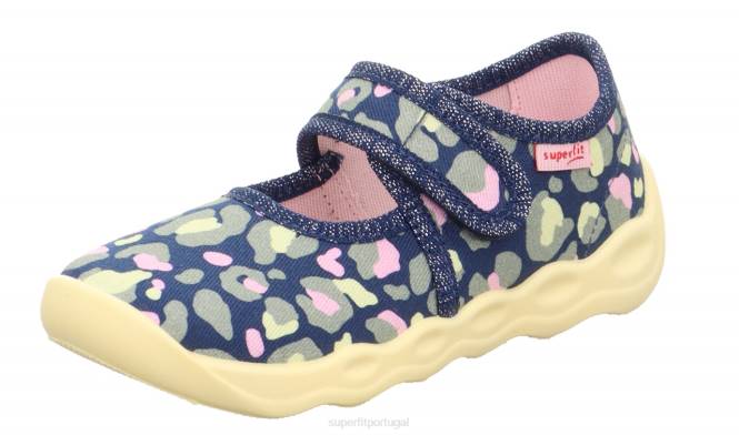 Superfit azul/multicolorido bebês bubble - chinelo com fecho de velcro JFFX62