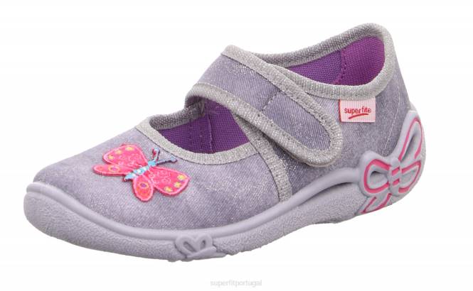 Superfit cinza claro/rosa bebês belinda - chinelo com fecho de velcro JFFX89