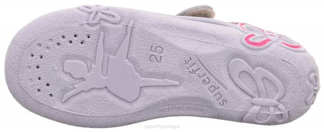 Superfit cinza claro/rosa bebês belinda - chinelo com fecho de velcro JFFX89
