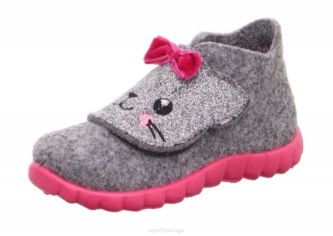 Superfit cinza claro/rosa bebês feliz - chinelo com fecho de velcro JFFX160