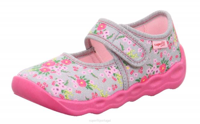 Superfit cinza/multicolorido bebês bubble - chinelo com fecho de velcro JFFX117