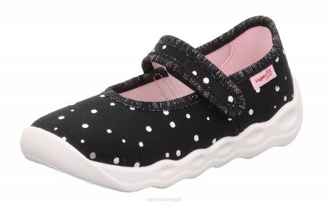 Superfit prata negra bebês bubble - chinelo com fecho de velcro JFFX82