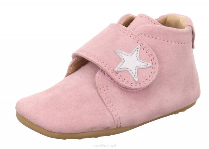 Superfit rosa/prata bebês papageno - chinelo com fecho de velcro JFFX502