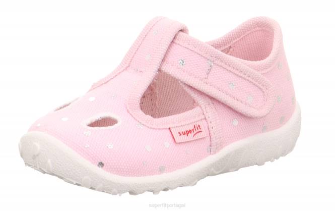 Superfit rosa/prata bebês spotty - chinelo com fecho de velcro JFFX58