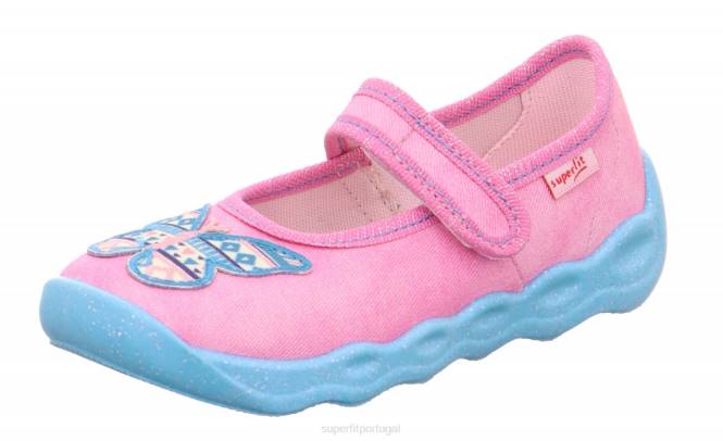 Superfit rosa/várias cores bebês bubble - chinelo com fecho de velcro JFFX122