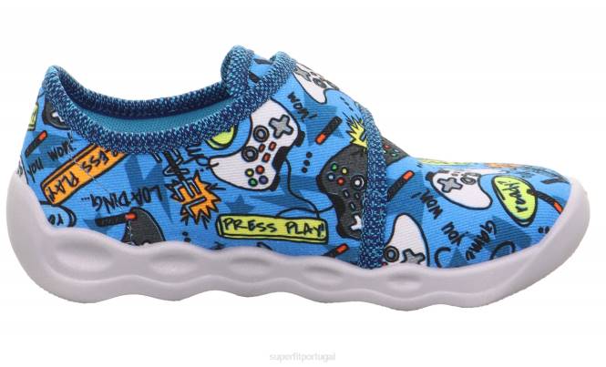 Superfit turquesa/multicolorido bebês bubble - chinelo com fecho de velcro JFFX27