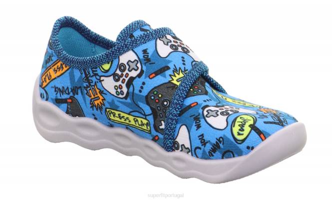 Superfit turquesa/multicolorido bebês bubble - chinelo com fecho de velcro JFFX27