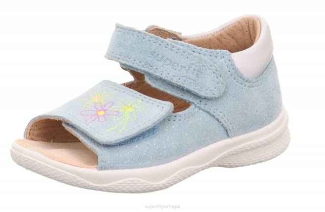 Superfit azul claro/prata bebês polly - sandália com fecho de velcro JFFX186