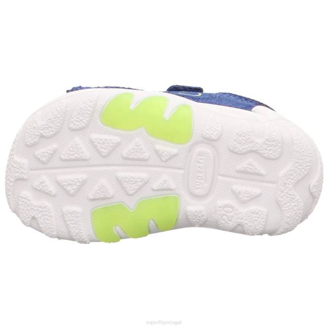 Superfit azul/verde claro bebês flow - sandália com fecho de velcro JFFX179