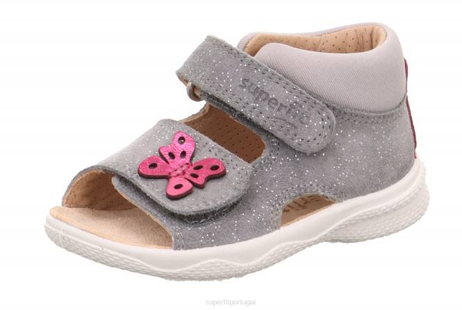 Superfit cinza claro bebês polly - sandália com fecho de velcro JFFX198