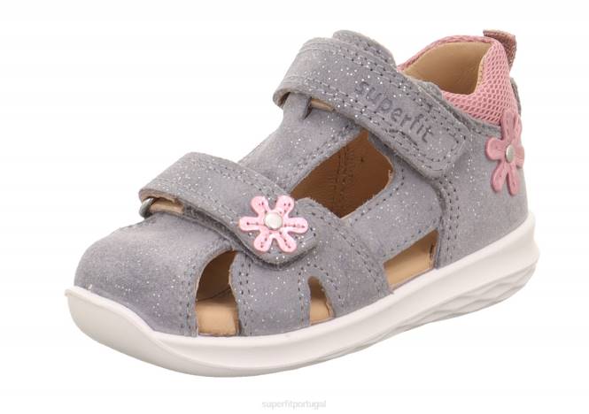Superfit cinza claro/rosa bebês bumblebee - sandália com fecho de velcro JFFX212