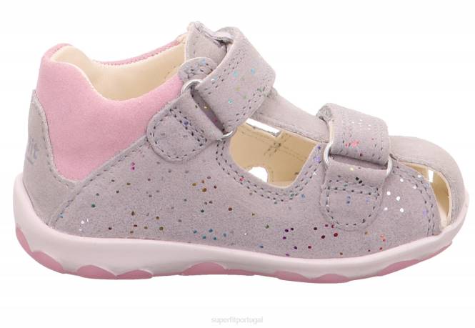 Superfit cinza claro/rosa bebês fanni - sandália com fecho de velcro JFFX229