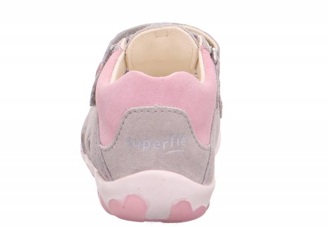 Superfit cinza claro/rosa bebês fanni - sandália com fecho de velcro JFFX229