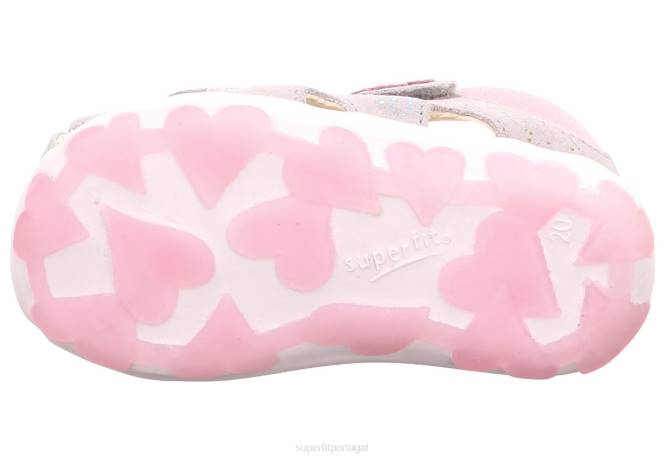 Superfit cinza claro/rosa bebês fanni - sandália com fecho de velcro JFFX229