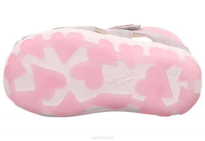 Superfit cinza claro/rosa bebês fanni - sandália com fecho de velcro JFFX229