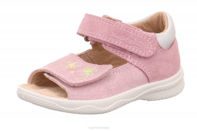 Superfit rosa/prata bebês polly - sandália com fecho de velcro JFFX183
