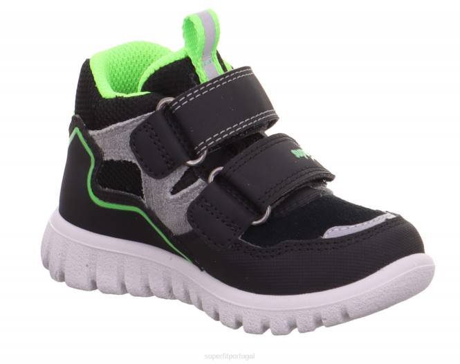 Superfit Preto Verde bebês sport7 mini - tênis cano alto com fecho de velcro JFFX401