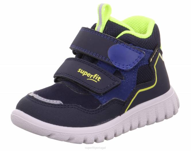 Superfit azul amarelo bebês sport7 mini - tênis cano alto com fecho de velcro JFFX323