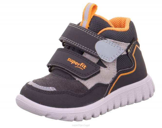 Superfit cinza/laranja bebês sport7 mini - tênis cano alto com fecho de velcro JFFX365