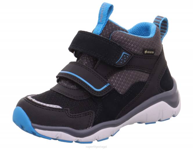 Superfit preto/azul claro bebês sport5 - tênis de cano alto com fecho de velcro JFFX416