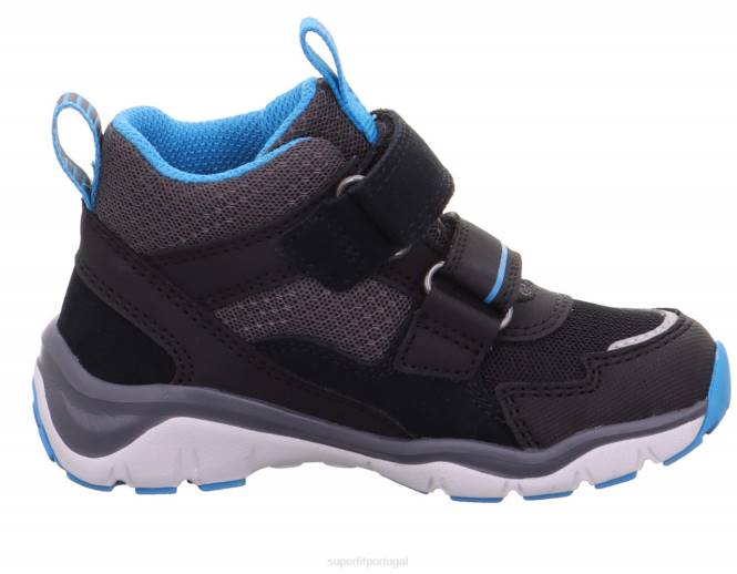 Superfit preto/azul claro bebês sport5 - tênis de cano alto com fecho de velcro JFFX416