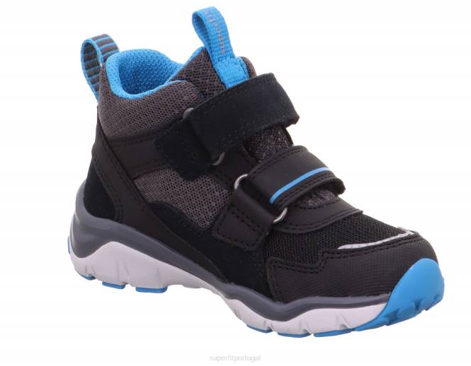Superfit preto/azul claro bebês sport5 - tênis de cano alto com fecho de velcro JFFX416