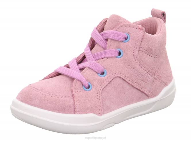 Superfit rosa bebês superfree - tênis alto com cadarço JFFX242
