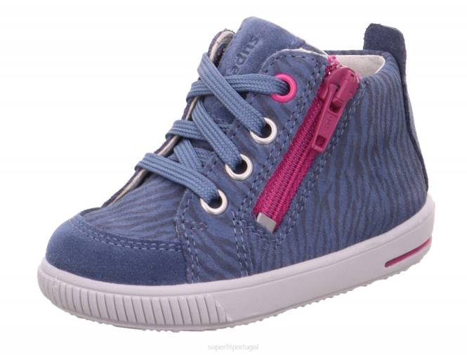 Superfit azul/rosa bebês moppy - tênis baixo com zíper JFFX425