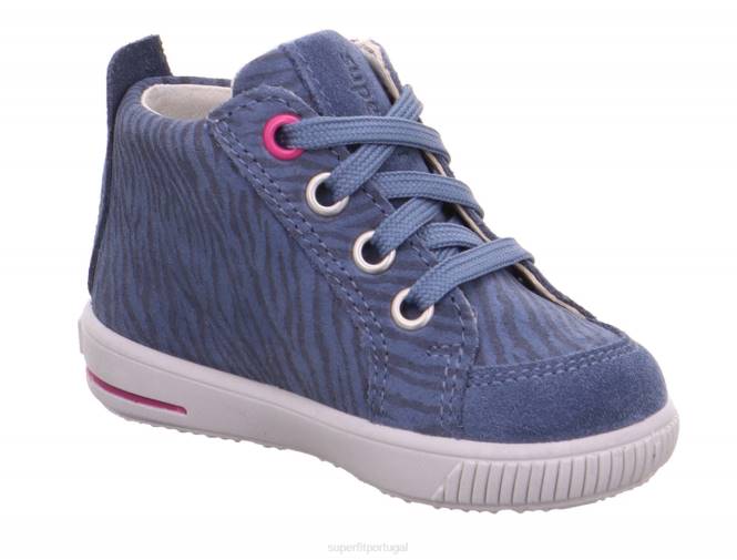 Superfit azul/rosa bebês moppy - tênis baixo com zíper JFFX425