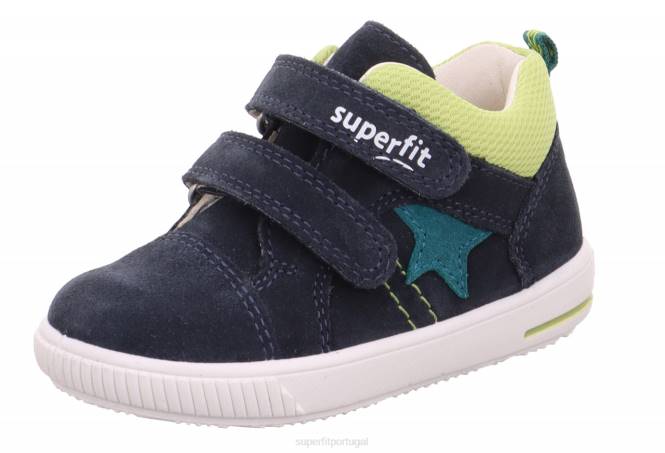 Superfit azul/verde claro bebês moppy - tênis cano baixo com velcro JFFX344