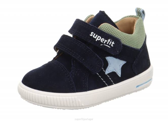 Superfit azul/verde claro bebês moppy - tênis cano baixo com velcro JFFX352