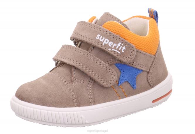Superfit bege/laranja bebês moppy - tênis cano baixo com velcro JFFX294
