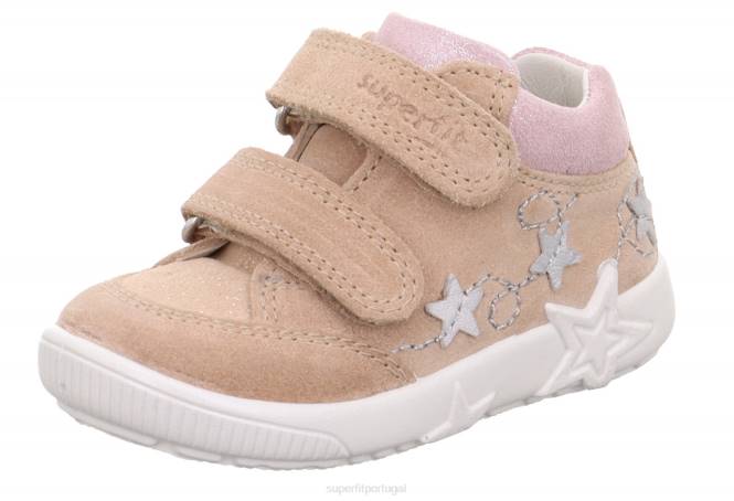 Superfit bege/rosa bebês starlight - tênis cano baixo com velcro JFFX239