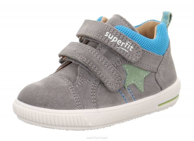 Superfit cinza claro/azul bebês moppy - tênis cano baixo com velcro JFFX236