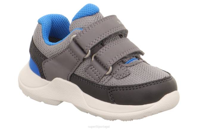 Superfit cinza claro/azul bebês rush - tênis cano baixo com velcro JFFX333