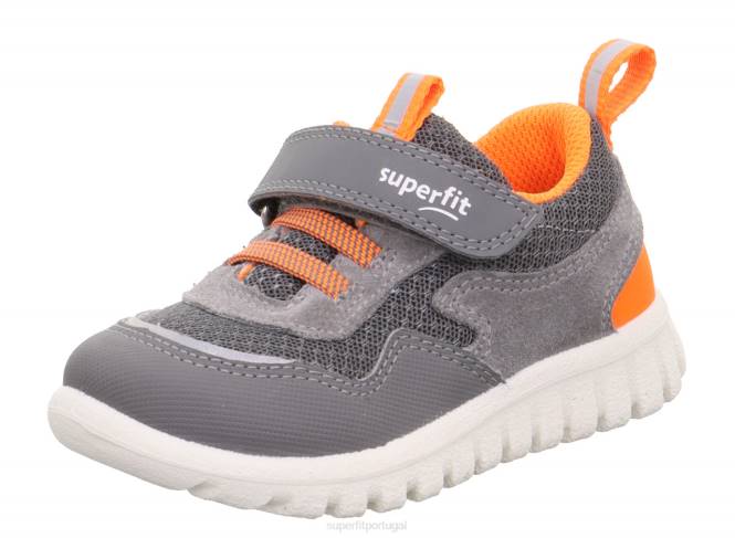 Superfit cinza claro/laranja bebês sport7 mini - tênis baixo com fecho de velcro JFFX348