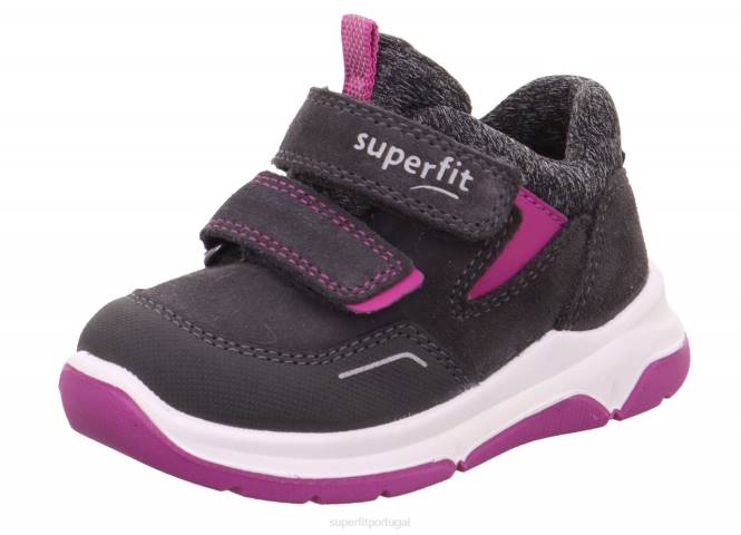 Superfit cinza/rosa bebês cooper - tênis cano baixo com velcro JFFX367