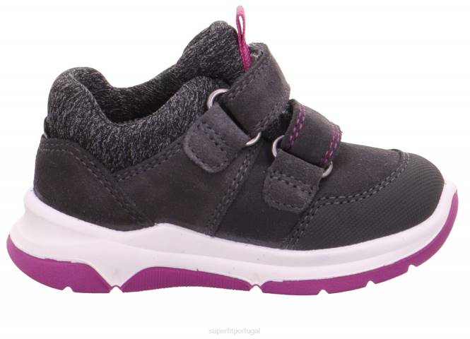 Superfit cinza/rosa bebês cooper - tênis cano baixo com velcro JFFX367