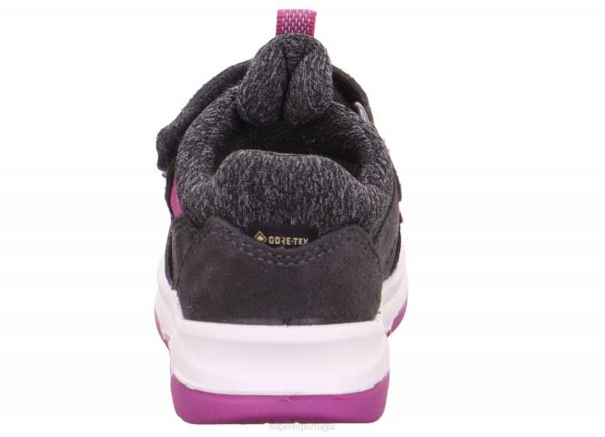 Superfit cinza/rosa bebês cooper - tênis cano baixo com velcro JFFX367
