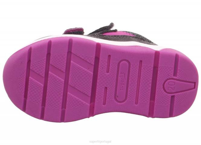 Superfit cinza/rosa bebês cooper - tênis cano baixo com velcro JFFX367