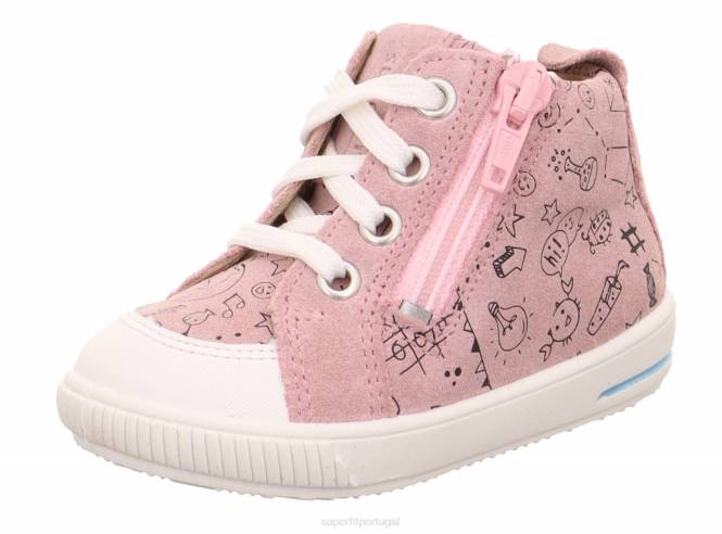 Superfit rosa/branco bebês moppy - tênis baixo com zíper JFFX315